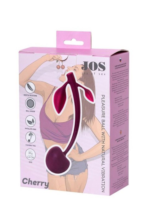 Wild cherry JOS pleasure ball with a ball inside and flexible tail color:cherry