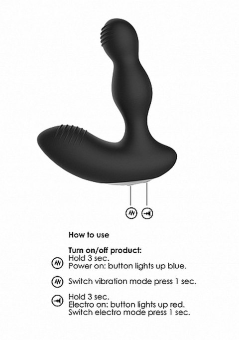 Remote Controlled E-Stim & Vibrating Prostate Massager - Black