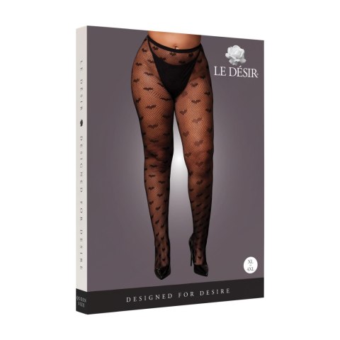 Heart Patterned Tights - Plus Size - Black