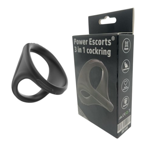 Power Escorts - BR185 - 3 In 1 Cockring - Super Flexible - Colour box