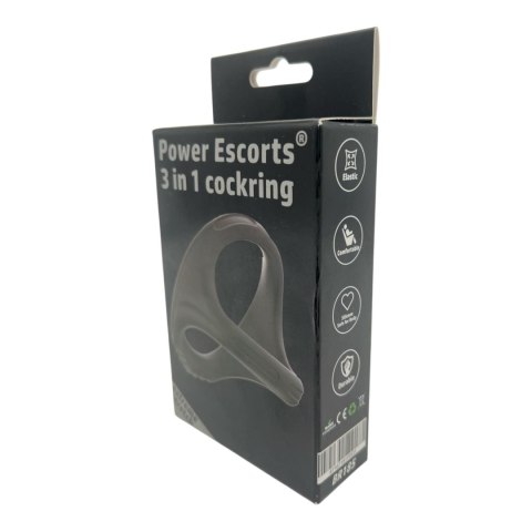 Power Escorts - BR185 - 3 In 1 Cockring - Super Flexible - Colour box