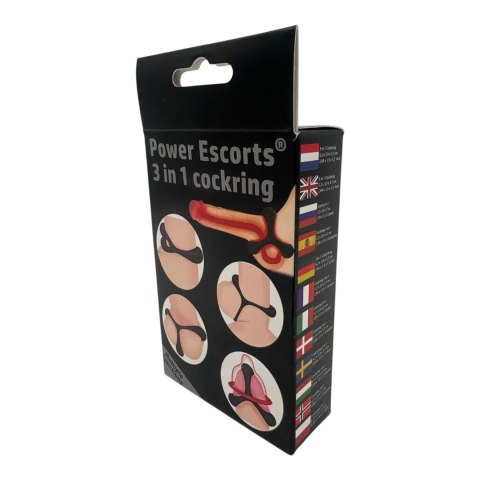 Power Escorts - BR185 - 3 In 1 Cockring - Super Flexible - Colour box