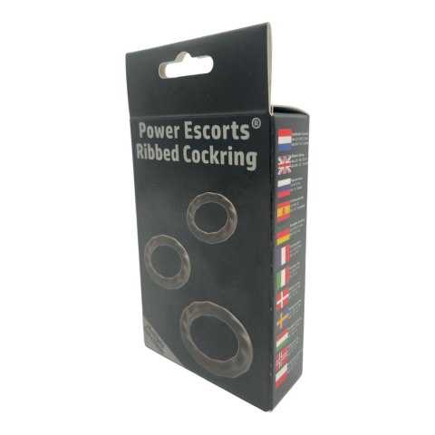 Power Escorts - BR186 - Ribbed Cockring - 3 Pack Cockring Set