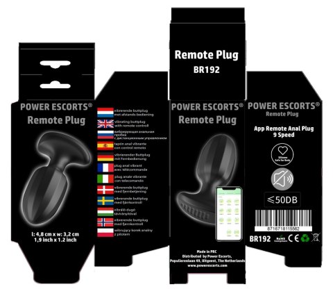 Power Escorts - BR192 - Remote Vibrating Plug - App Controled - Silicone