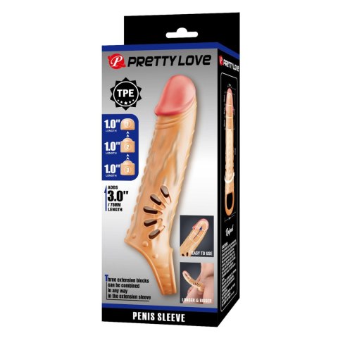 PRETTY LOVE - PENIS SLEEVE, TPE,3 removeable 1 inch extenders PRETTY LOVE - PENIS SLEEVE, TPE,3 removeable 1 inch extenders