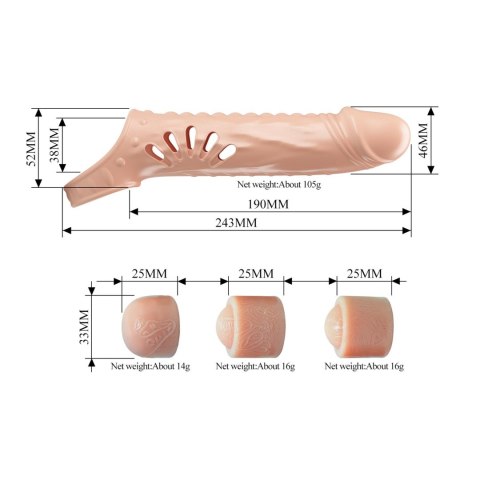 PRETTY LOVE - PENIS SLEEVE, TPE,3 removeable 1 inch extenders PRETTY LOVE - PENIS SLEEVE, TPE,3 removeable 1 inch extenders