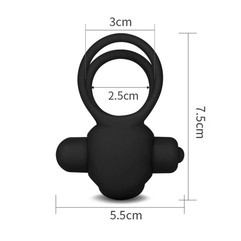 Power Clit Duo Silicone Cockring Black Power Clit Duo Silicone Cockring Black