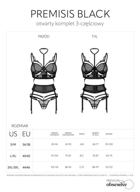 Premisis Black otwarty komplet 3-częściowy S/M Premisis Black otwarty komplet 3-częściowy S/M