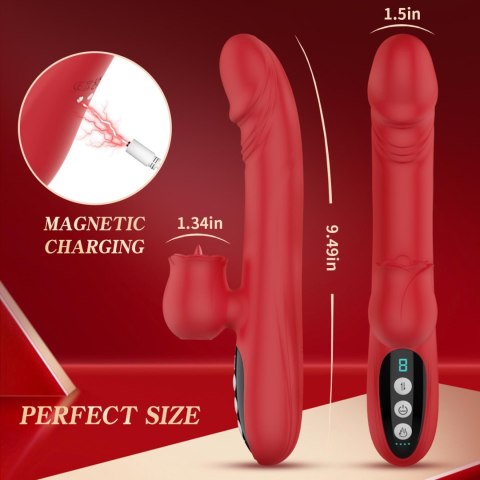 Silicone Vibrator 7 Powerful Modes -
Licking, 7 Thrusting
Heating, Red Silicone Vibrator 7 Powerful Modes -
Licking, 7 Thrusting
Heating, Red