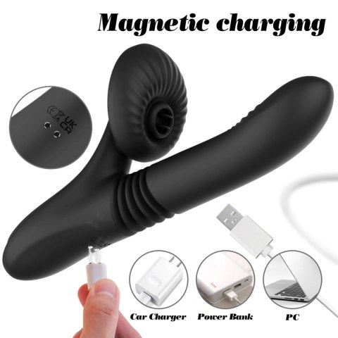 Silicone Vibrator 7 Powerful Modes - Licking,
Thrusting and Heating, Black Silicone Vibrator 7 Powerful Modes - Licking,
Thrusting and Heating, Black