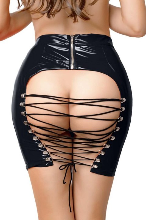Glossy Leanne Wetlook miniskirt, black, XL Glossy Leanne Wetlook miniskirt, black, XL