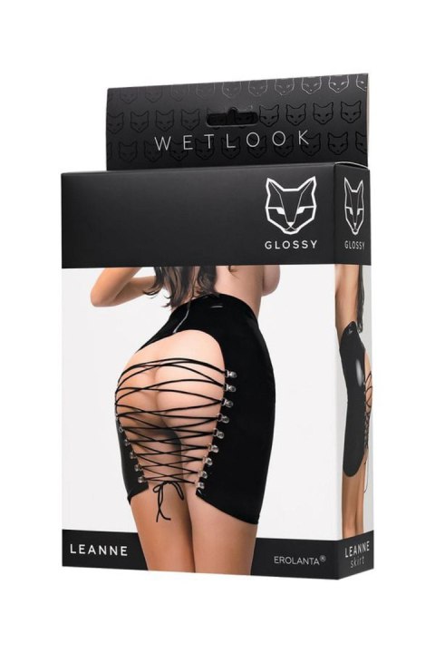 Glossy Leanne Wetlook miniskirt, black, XL Glossy Leanne Wetlook miniskirt, black, XL