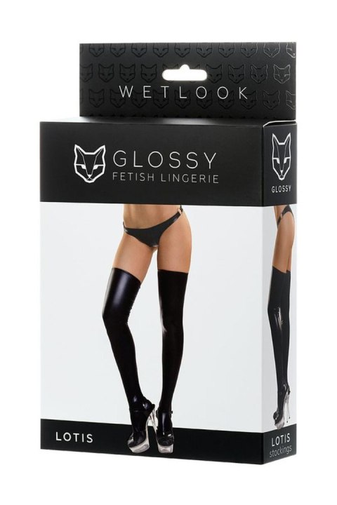 Glossy Shiny Wetlook stockings LOTIS - black M Glossy Shiny Wetlook stockings LOTIS - black M