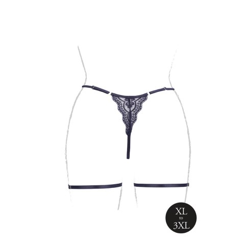 Marie - Lace Thong with Garter , Adjustable Sliders and Golden Details - Plus Size Marie - Lace Thong with Garter , Adjustable Sliders and Golden Details - Plus Size