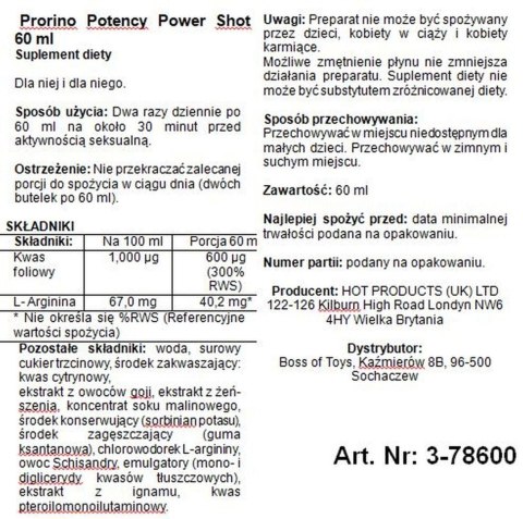 Supl.diety -Prorino Potency Power Shot 60 ml Supl.diety -Prorino Potency Power Shot 60 ml
