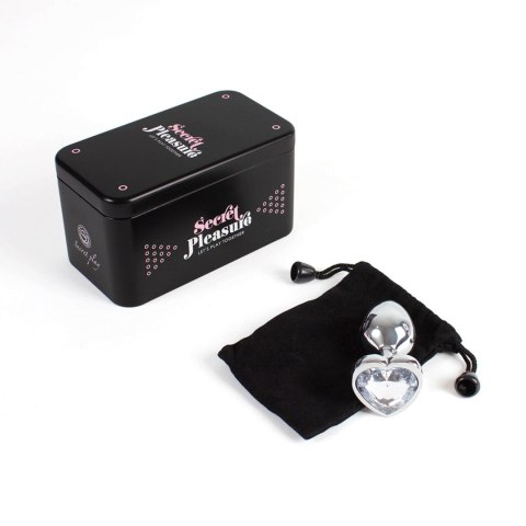 CLEAR CRYSTAL HEART METAL BUTT PLUG