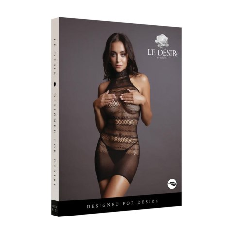 High Lace Neck Net Mini Dress - One Size