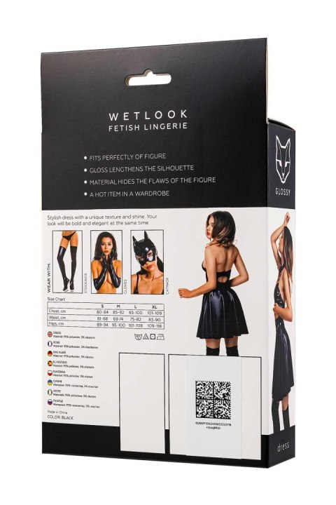 Glossy Marisa, dress, wetlook, black, XL