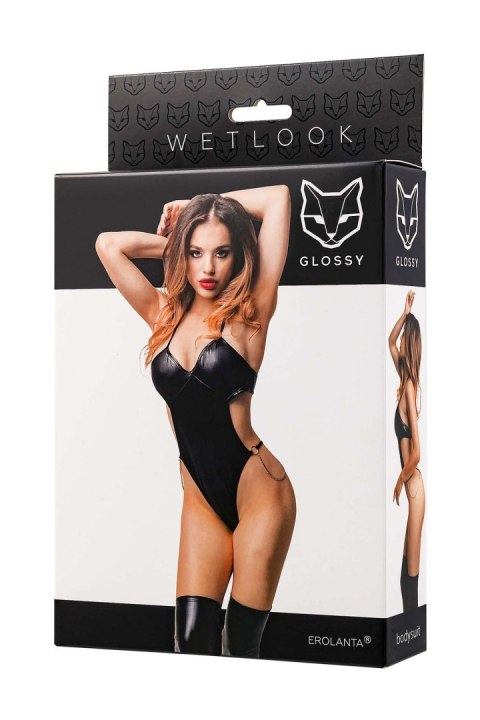 Glossy Reina, bodysuit, wetlook, black, XL