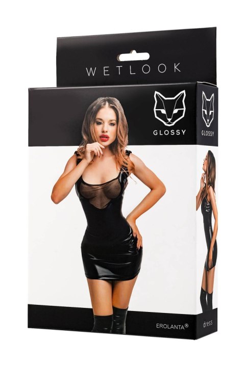 Glossy Rimma, dress, wetlook, black, L