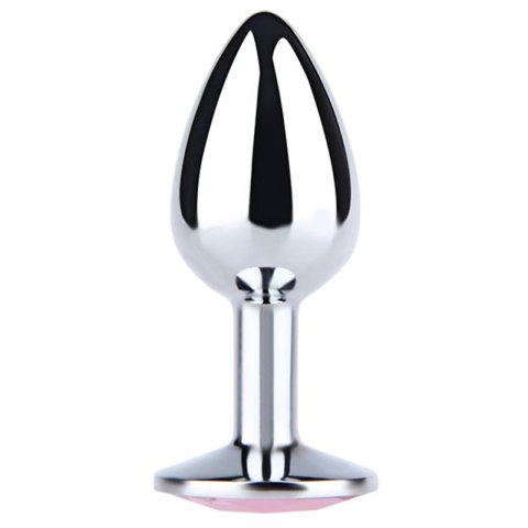 Silver Medium Butt Plug with Pink Diamond
