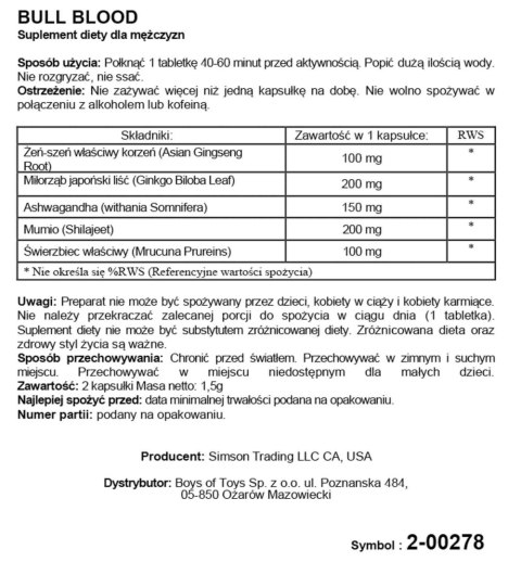 Supl.diety-Bull Blood 2szt