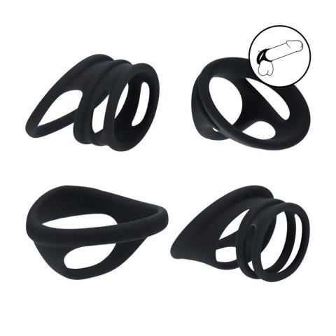 Silicone Cock and Ball Ring Set of 4 - Black