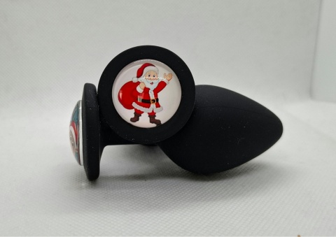 Korek analny limitowany świąteczny w rozmiarze M, dostępny w kolorach czarnym, czerwonym i różowym, silikon medyczny