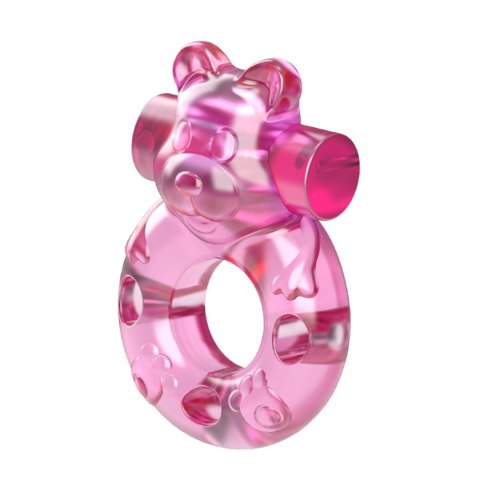 Vibrating Bear Cock Ring - Pink