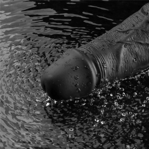 10" REAL SOFTEE Rechargeable TPE Vibrating Dildo(Black)