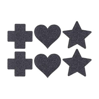 Nipple Cover Set - Cross Star Heart - Black