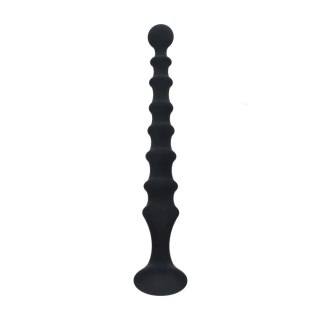 Ribbed Silicone Flared Anal Probe - Black