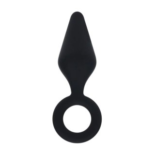 Silicone Anal Plug with Loop - M - Black