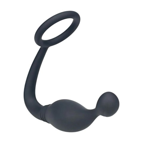 Silicone Cockring with Prostate Stimulator - L - Black