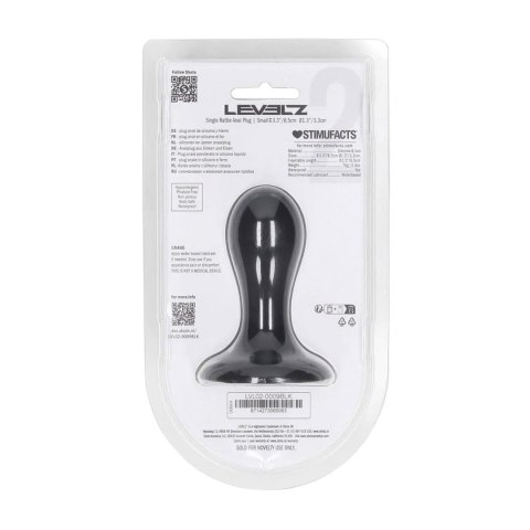 Single Rattle Liquid Silicone Anal Plug - S - Black