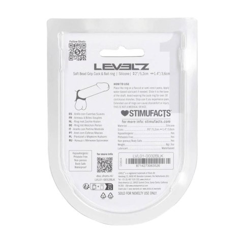 Soft Bead Grip Silicone Cock and Ball Ring - Black