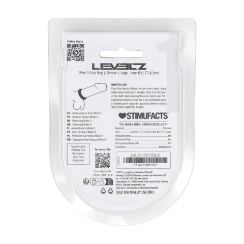 Wide O Silicone Cockring - L - 42mm - Black