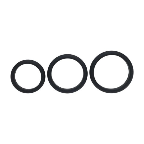 Wide O Silicone Cockring Set of 3 - L/XL/XXL - Black