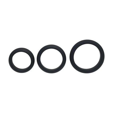 Wide O Silicone Cockring Set of 3 - S/M/L - Black