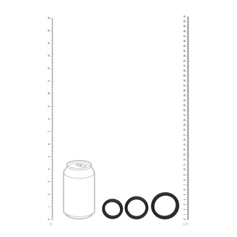 Wide O Silicone Cockring Set of 3 - S/M/L - Black