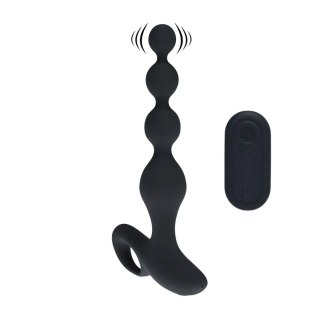 Remote Control Beaded Vibrating Silicone Anal Plug - Black