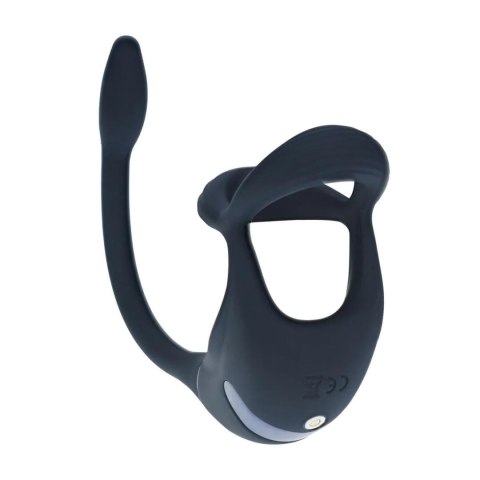 Remote Control Vibrating Silicone Tri O Cockring with Prostate Stimulator - Black