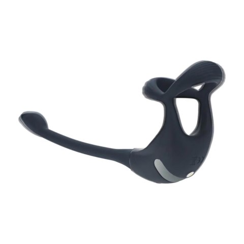 Remote Control Vibrating Silicone Tri O Cockring with Prostate Stimulator - Black