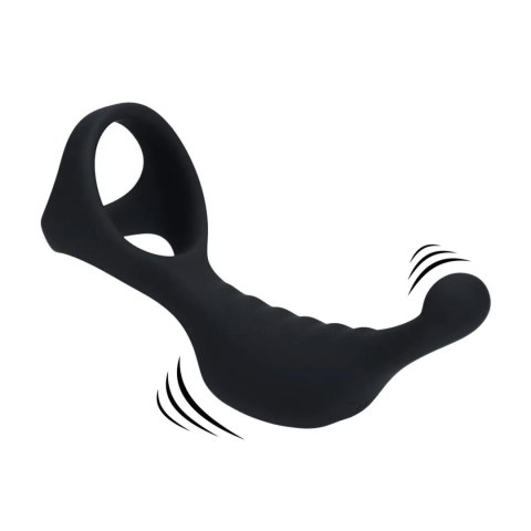 Vibrating Silicone Prostate Stimulator with Tri O Cockring - Black