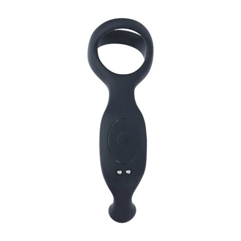 Vibrating Silicone Prostate Stimulator with Tri O Cockring - Black