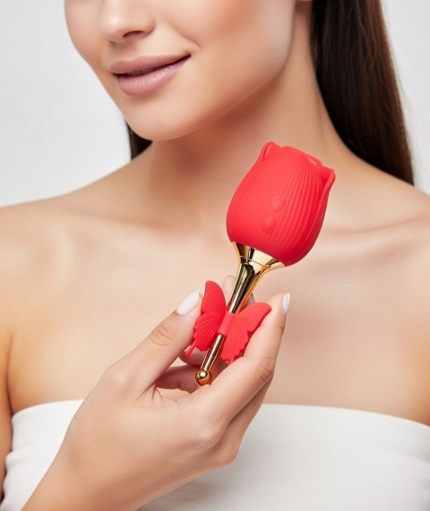 WIBRATOR MASAŻER DAMSKI – STYMULATOR ŁECHTACZKI W KSZTAŁCIE RÓŻY