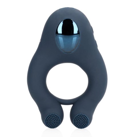 Vibrating Cockring with Clitoris Stimulation - Indigo Blue