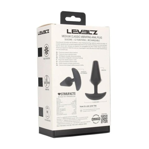 Classic Vibrating Silicone Anal Plug - M - Black
