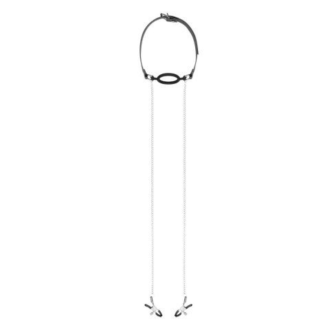 Bedroom Fantasies - Nipple Clamps & Silicone Gag Ring Black