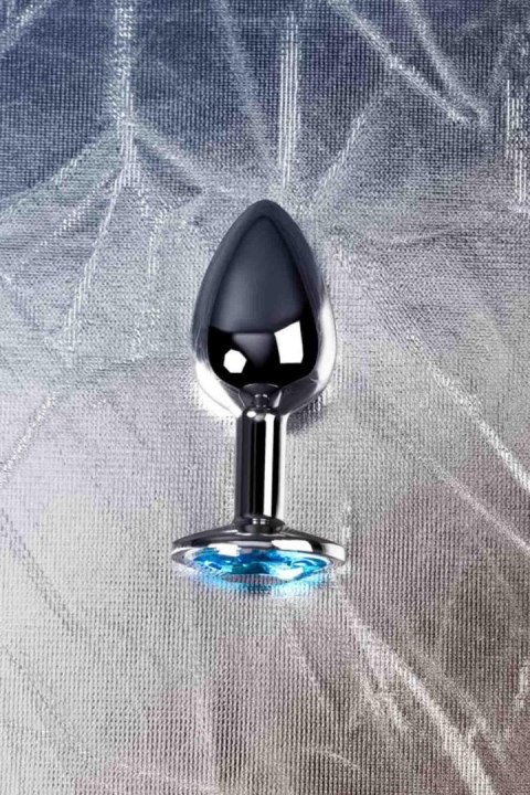 Silver anal plug TOYFA Metal,with a Topaz color gem